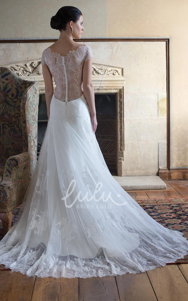 Sleeveless A-Line Lace Wedding Dress