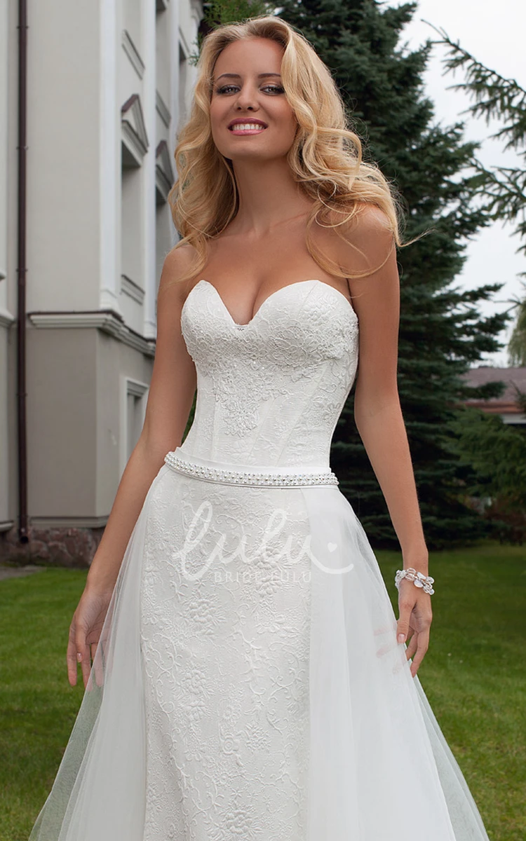 Sweetheart Lace Wedding Dress with Jewellery Appliqued Sleeveless