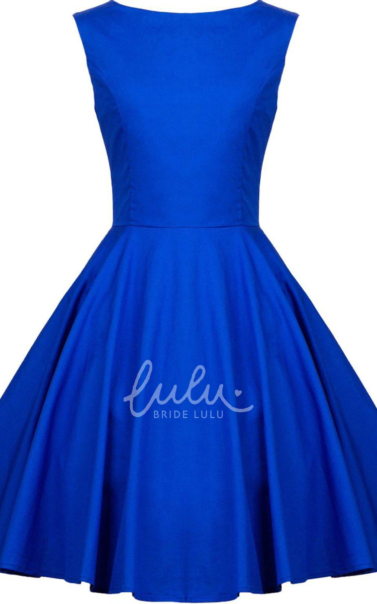 A-line Short Dress with Cap Sleeves and Bateau Neck Classy Prom Dress