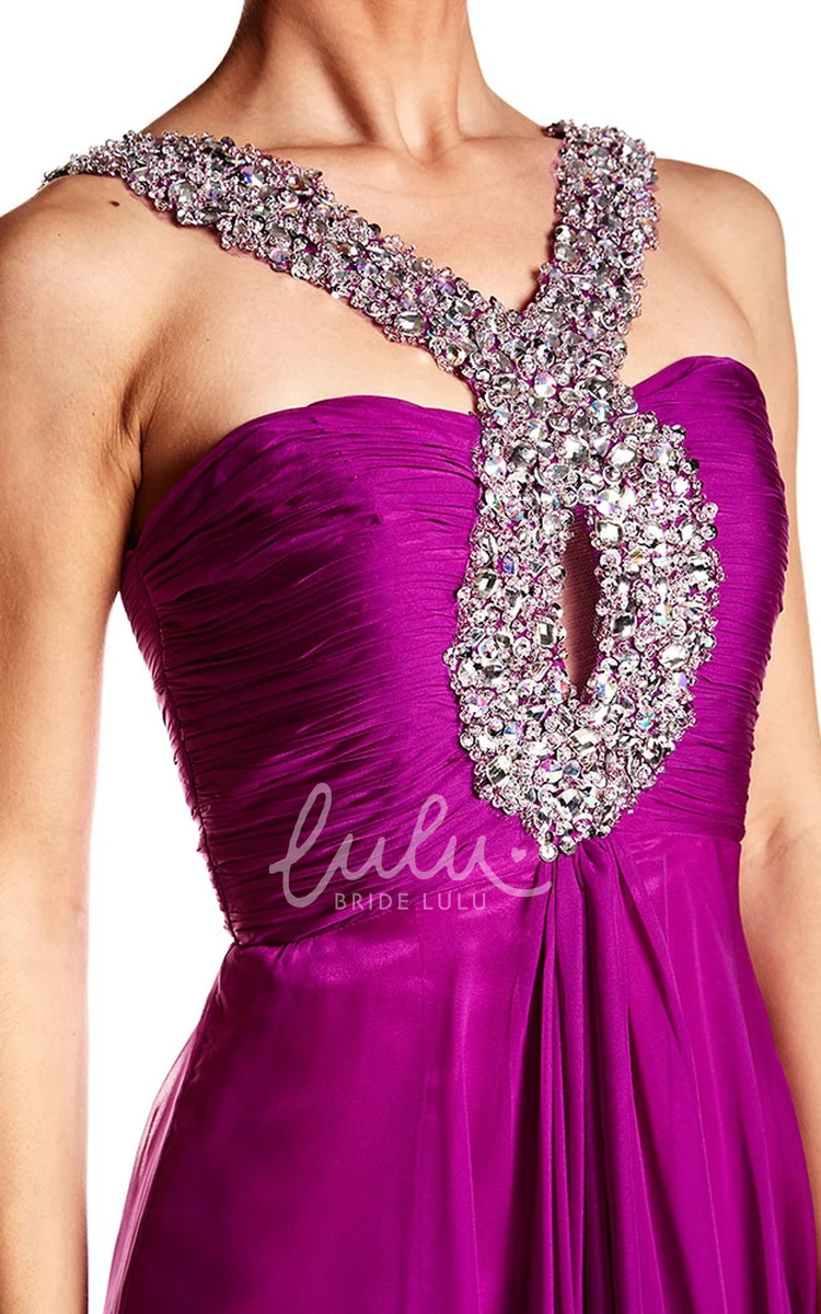 Floor-Length Strappy Sleeveless Chiffon Prom Dress with Beading Flowy Prom Dress