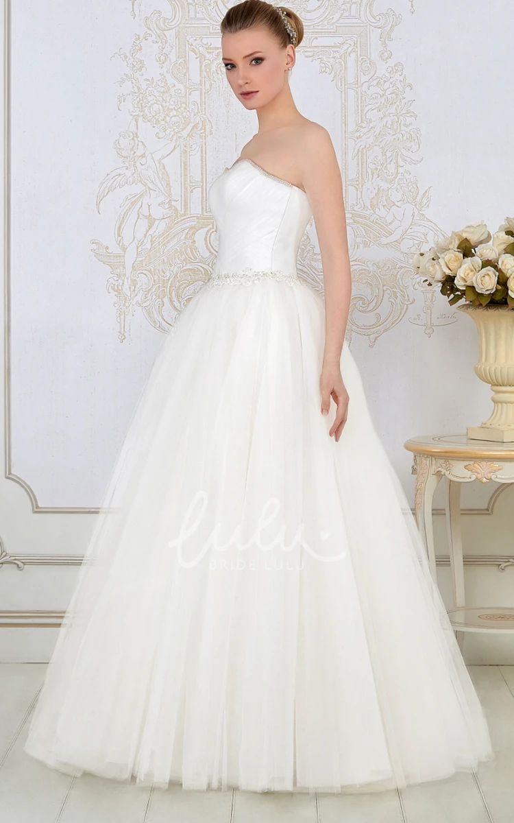 Waist Jewellery Ruched Sweetheart Sleeveless Tulle Ball Gown Wedding Dress