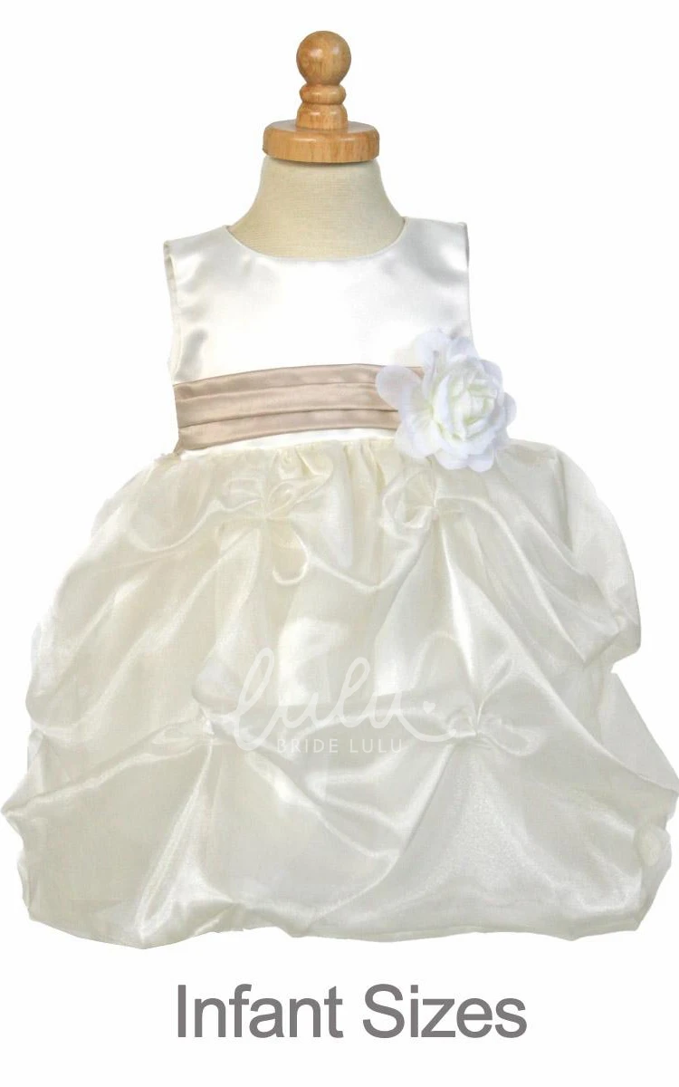 Ruched Organza Tea-Length Flower Girl Dress Unique