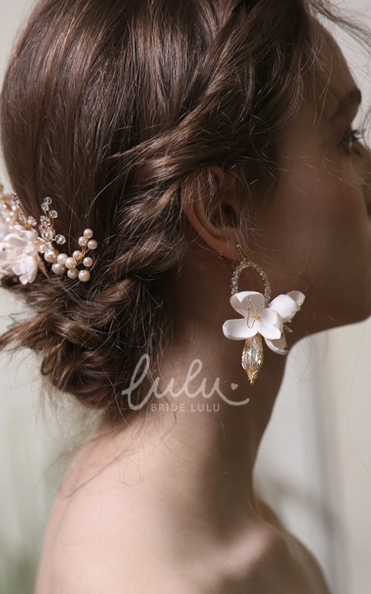 Handmade Beaded Flower Rings and Hair Combs with Crystal 