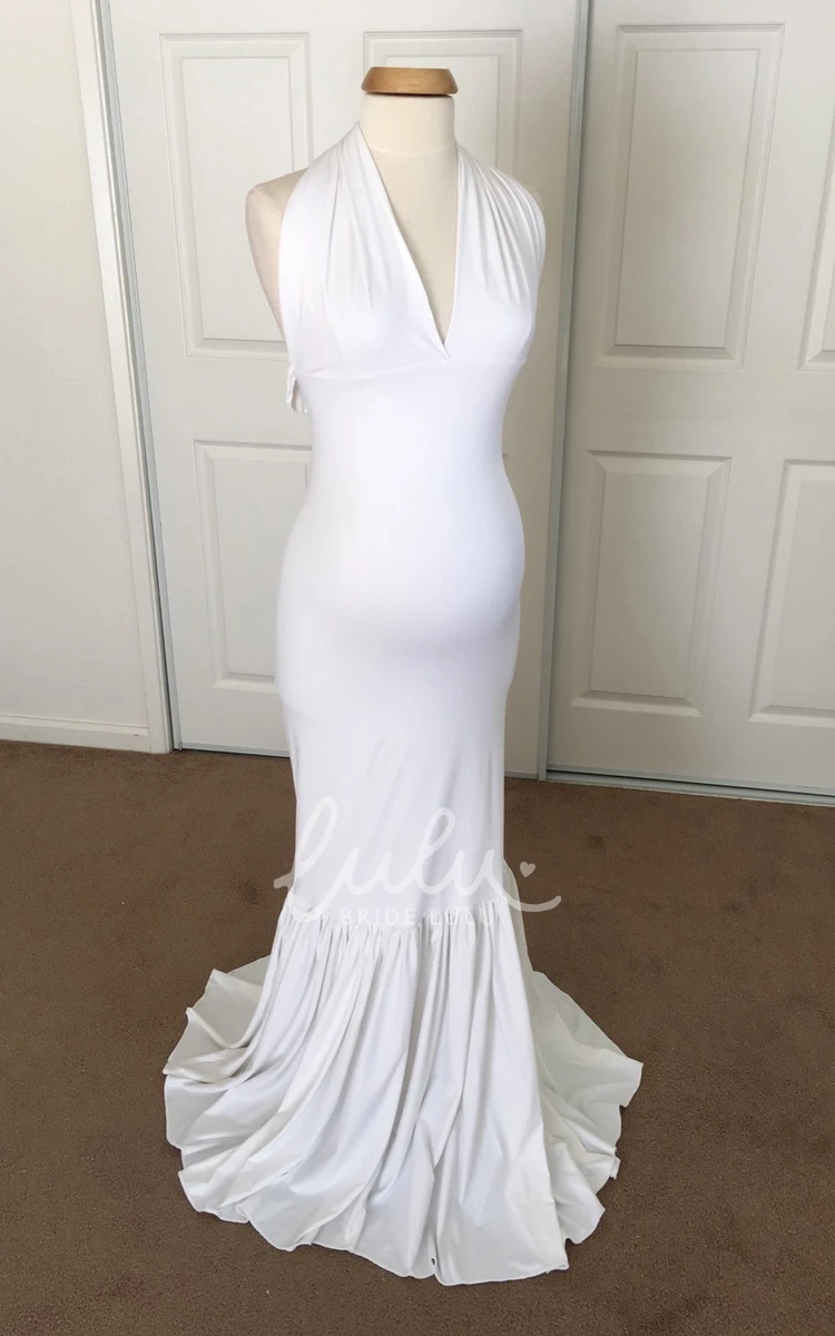 Mermaid V-neck Sleeveless Maternity Prom Dress with Ruching and Pleats