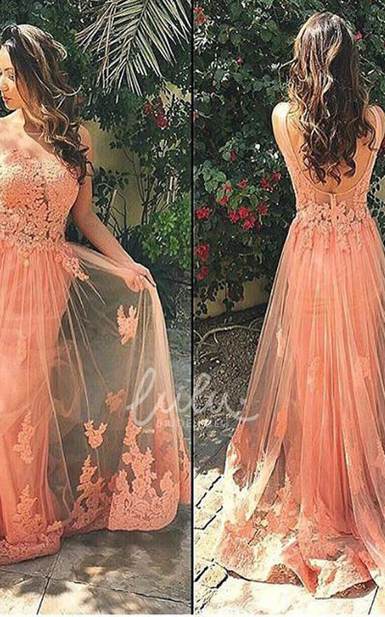 Lace Prom Dress Sleeveless Open Back Flowy Dress