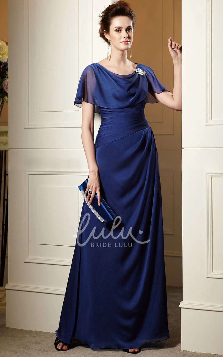 Mother of the Bride A-Line Dress with Ruffles and Beadings Flowy Long Dress