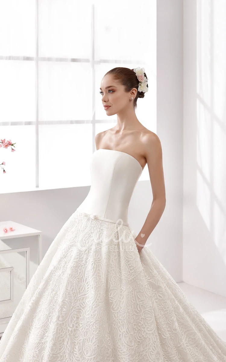 Satin and Lace A-line Wedding Dress Strapless Style