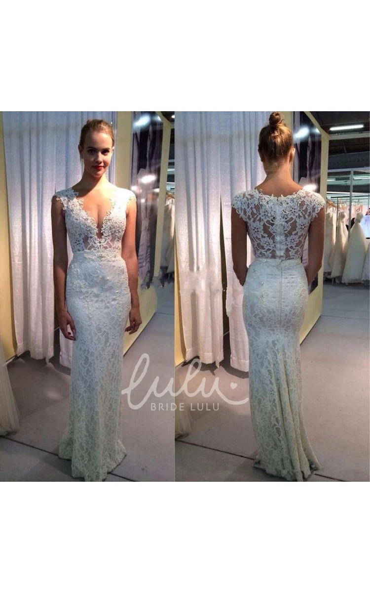 Elegant Lace Floor-Length Wedding Dress with Sleeveless Design and Zipper Back