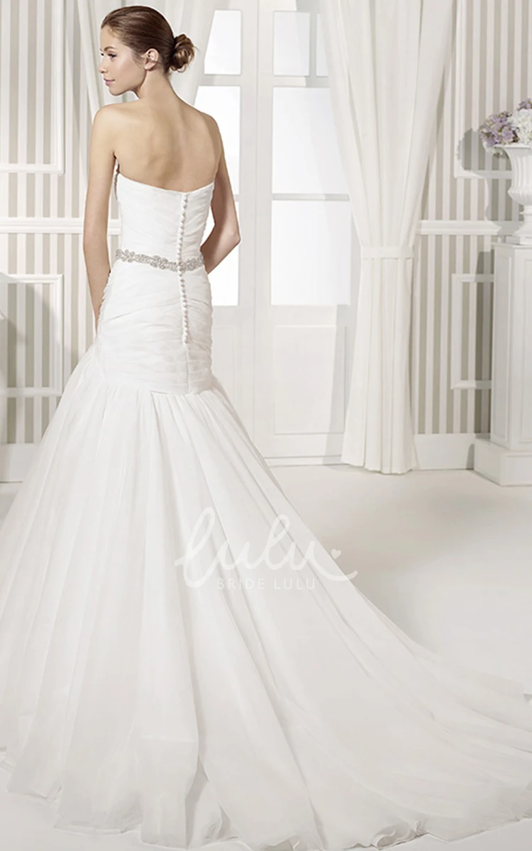 Jeweled Tulle & Satin A-Line Wedding Dress with Sleeveless & Backless Style