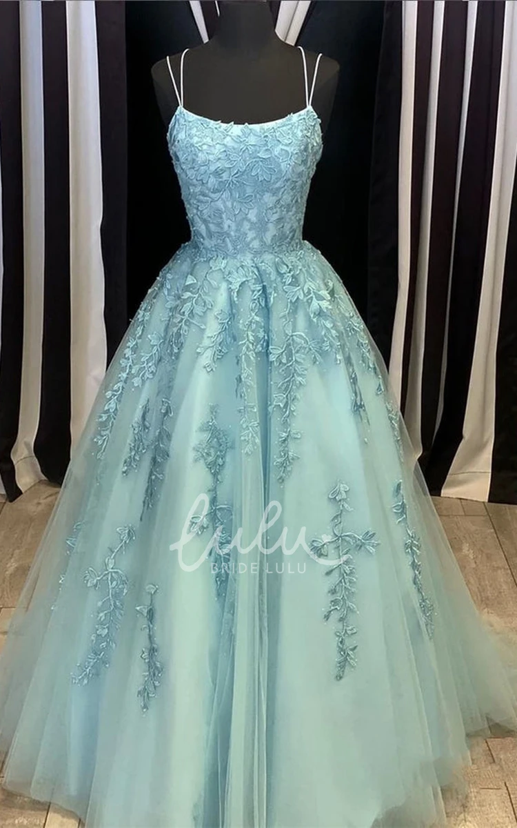 Ethereal Lace Ball Gown Prom Dress with Appliques Floor-length Sleeveless