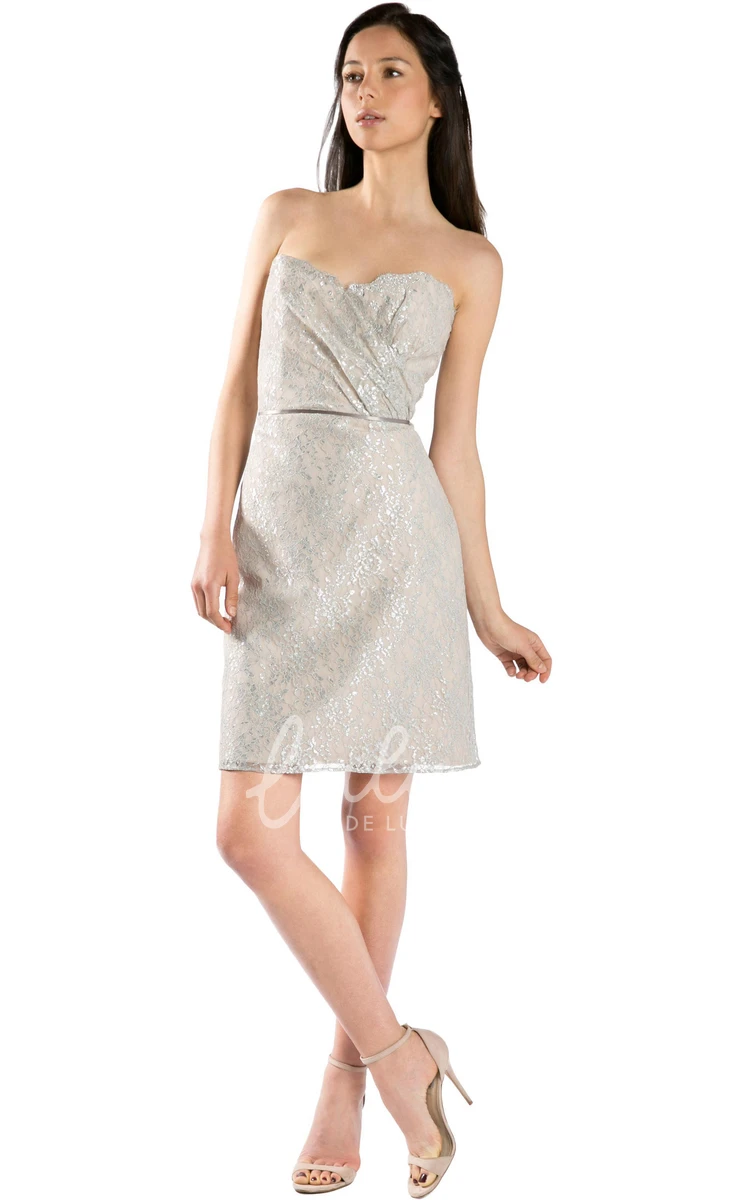 Appliqued Lace One-Shoulder Bridesmaid Dress Multi-Color Mini Sleeveless Straps Convertible