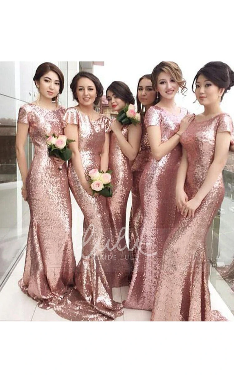 Sparkly Sequined Mermaid Bridesmaid Dress with Scoop Neck