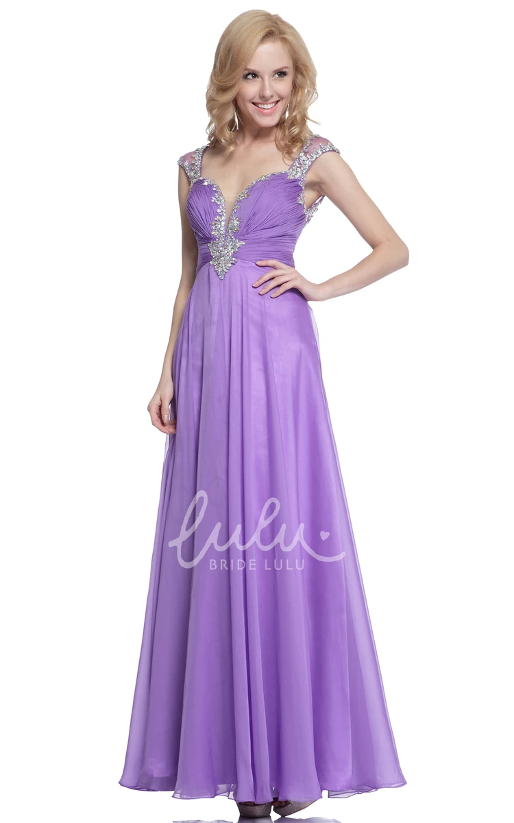 Ruched A-Line Bridesmaid Dress with Queen Anne Neckline and Keyhole