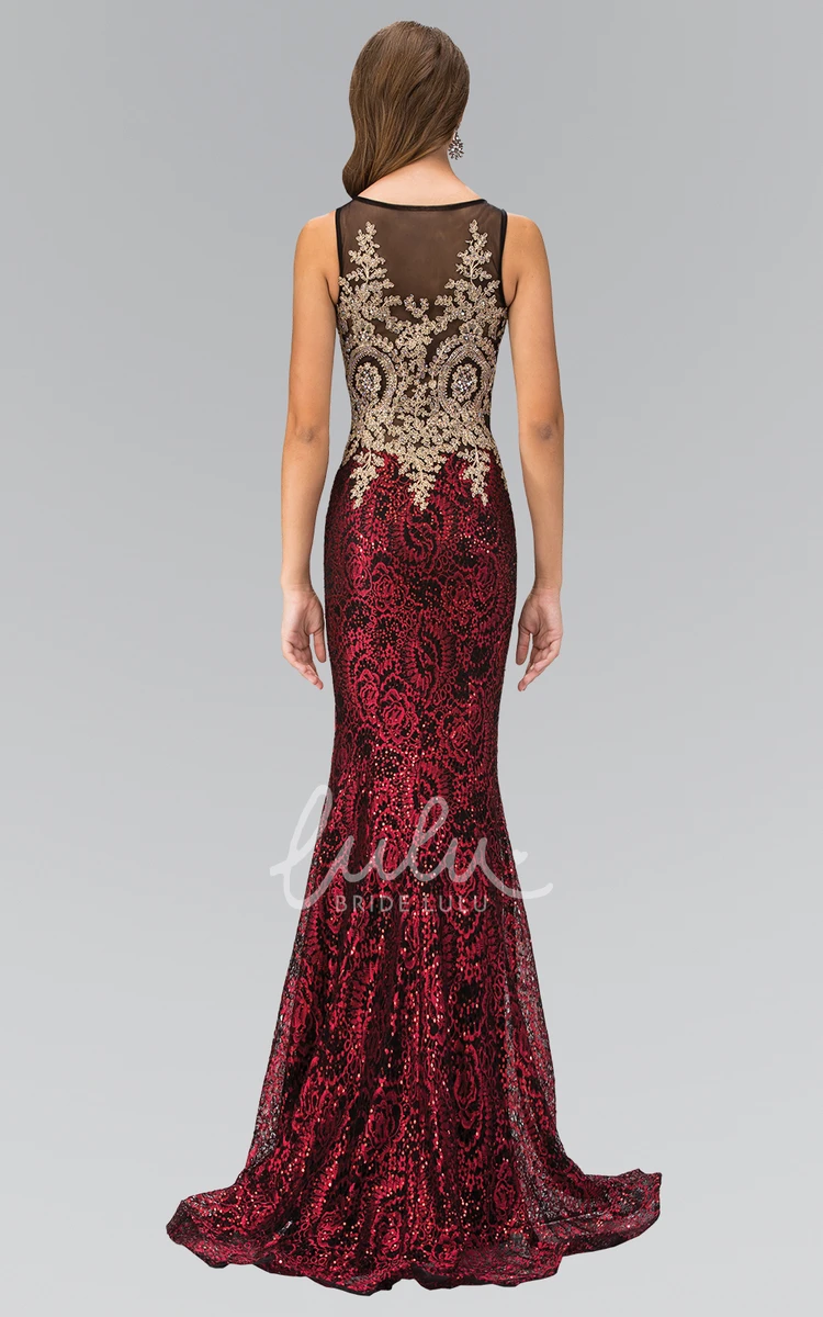 Sleeveless Sheath Sequins Illusion Dress with Beading Bateau Neckline