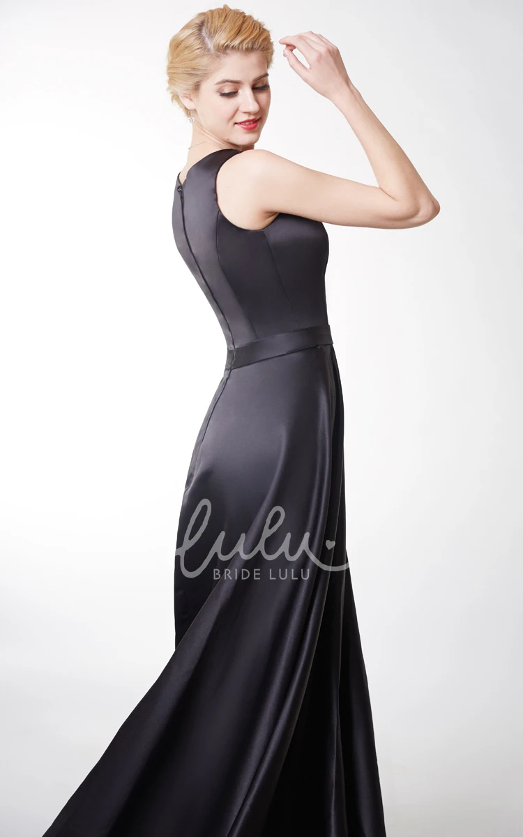 Satin Sleeveless Bridesmaid Dress with Pleats and Zipper Back Classy Bridesmaid Party Dress