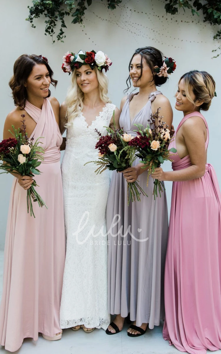 Romantic A-Line Jersey Bridesmaid Dress with Cross Back and Sash