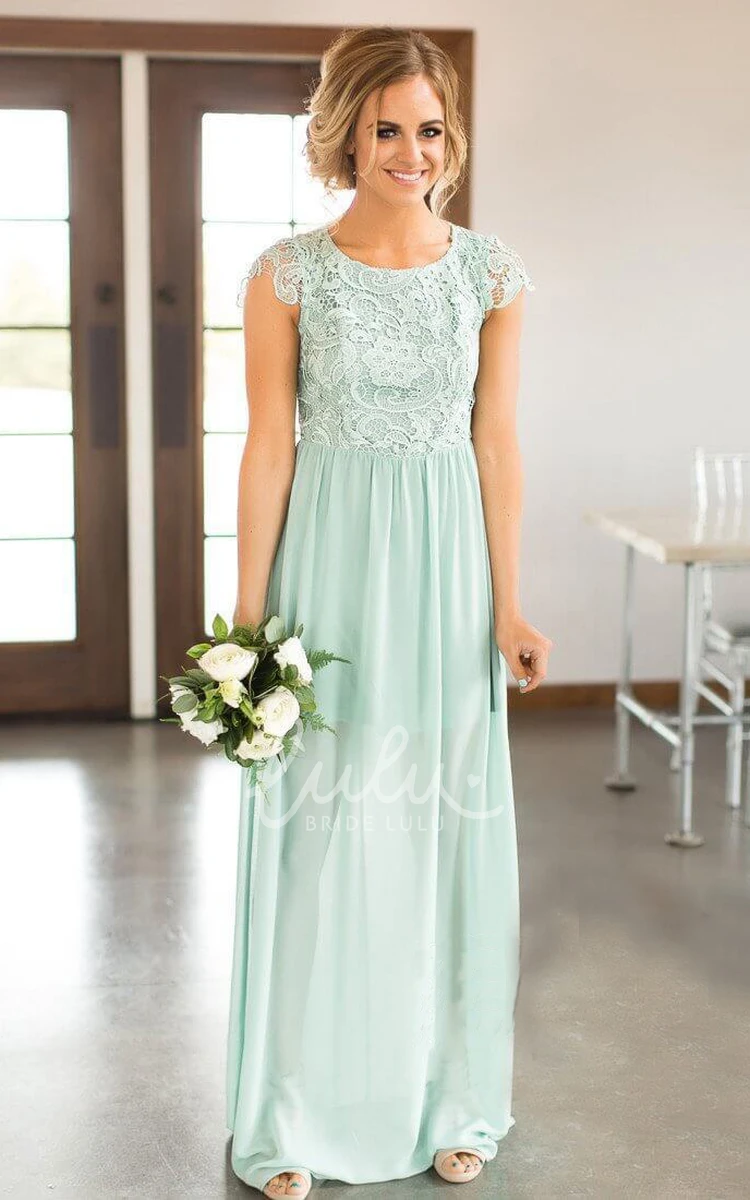 Cap-sleeve Chiffon Bridesmaid Dress with Keyhole Back Elegant Bridesmaid Dress