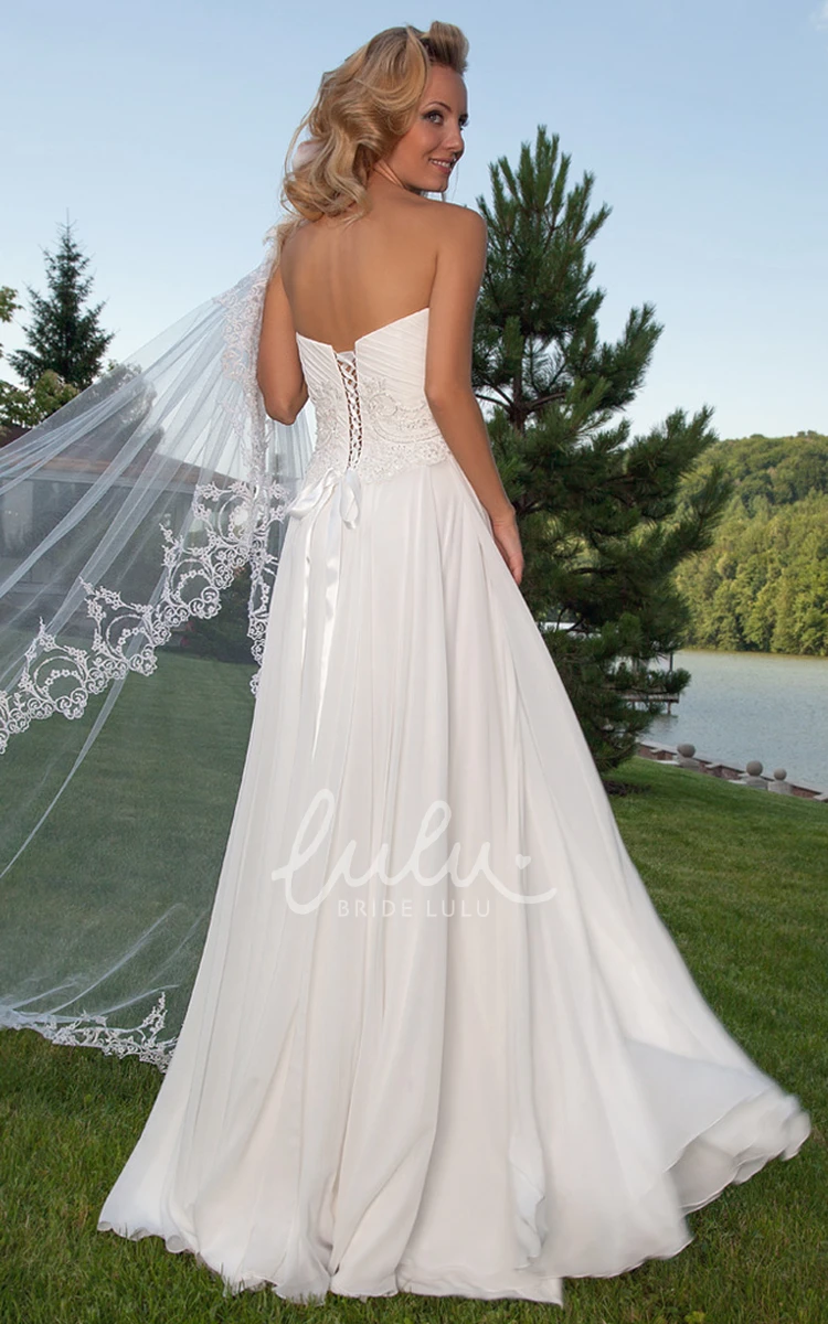 Sweetheart Sleeveless Chiffon Wedding Dress with Draping Simple Beach Bridal Gown