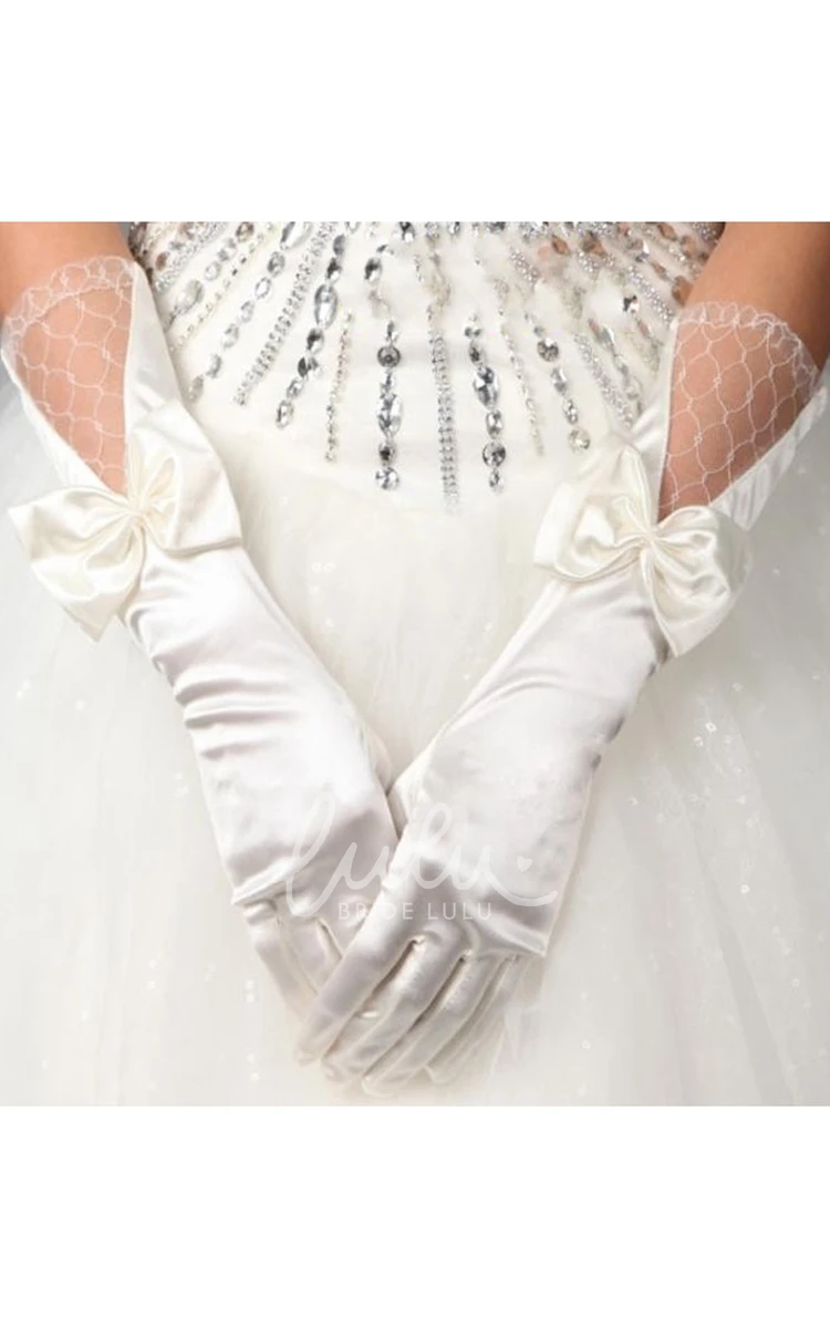 Large Bowknot Satin Gloves Prom Dress Accessory