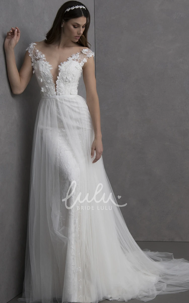 Lace Applique Casual A-Line Wedding Dress Simple and Chic Bridal Gown