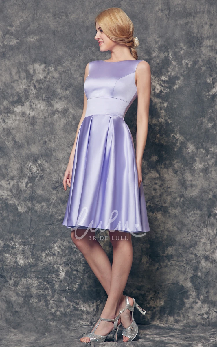 High Neck Short Satin Bridesmaid Dress A-line and Modern