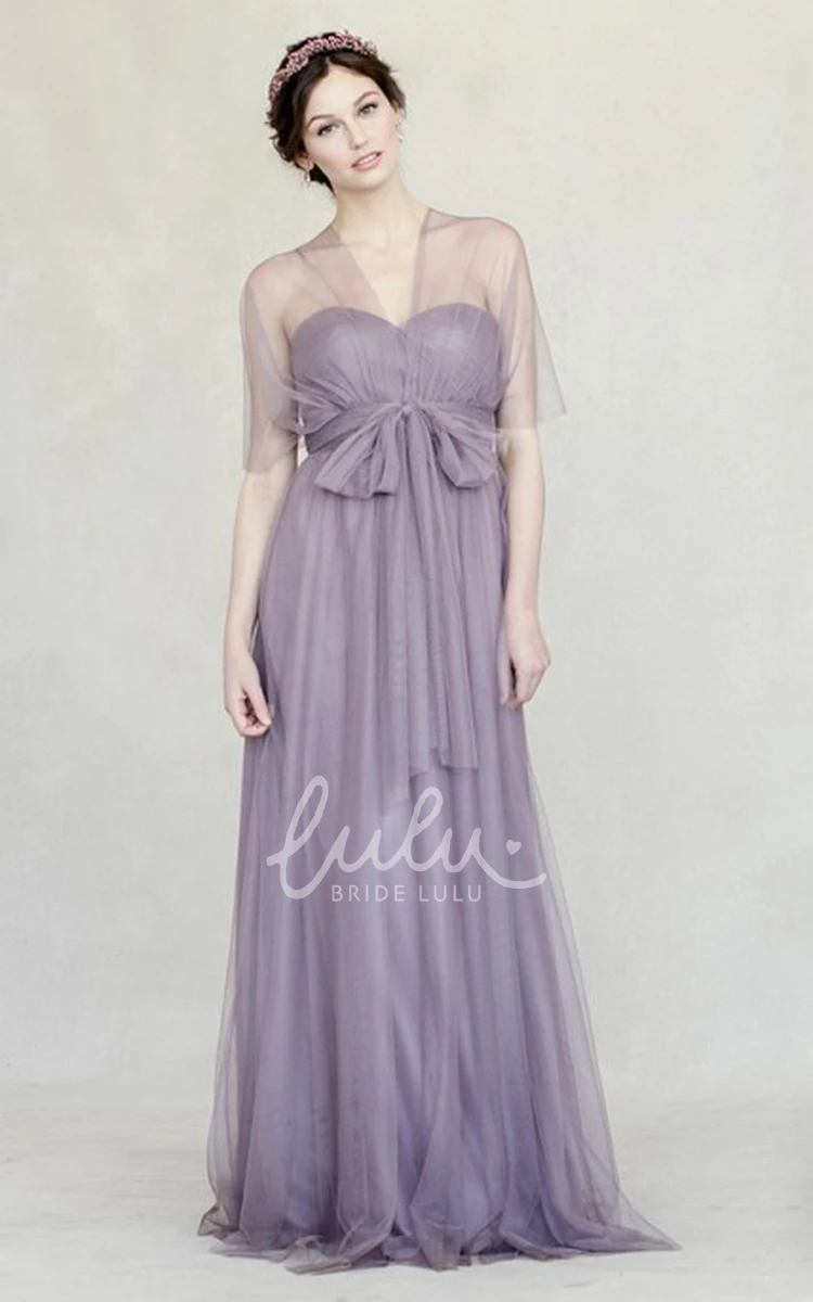 Floor-Length Empire Tulle Bridesmaid Dress Jeweled & Sweetheart