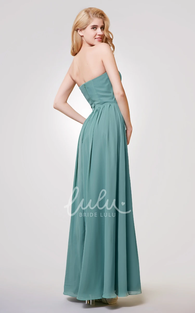 Pleated Strapless A-Line Chiffon Prom Dress 2024