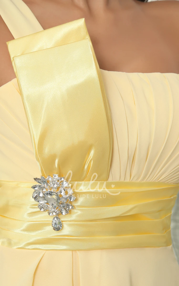 A-Line Chiffon Short Prom Dress with Ruching One-Shoulder