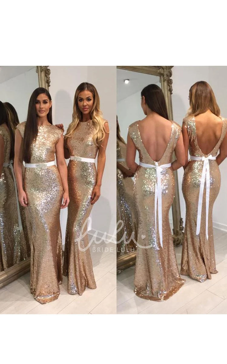 Glamorous Sequined Mermaid Prom Dress with Scoop Neckline