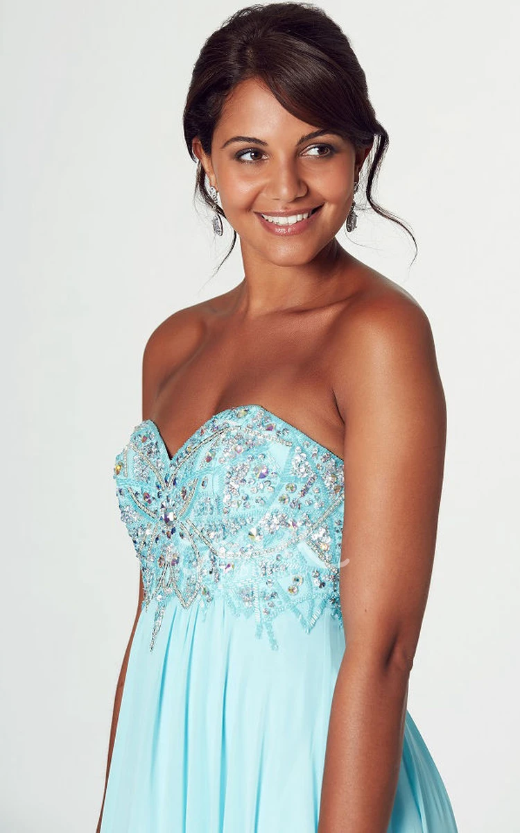 Sweetheart Beaded Chiffon Prom Dress Sleeveless