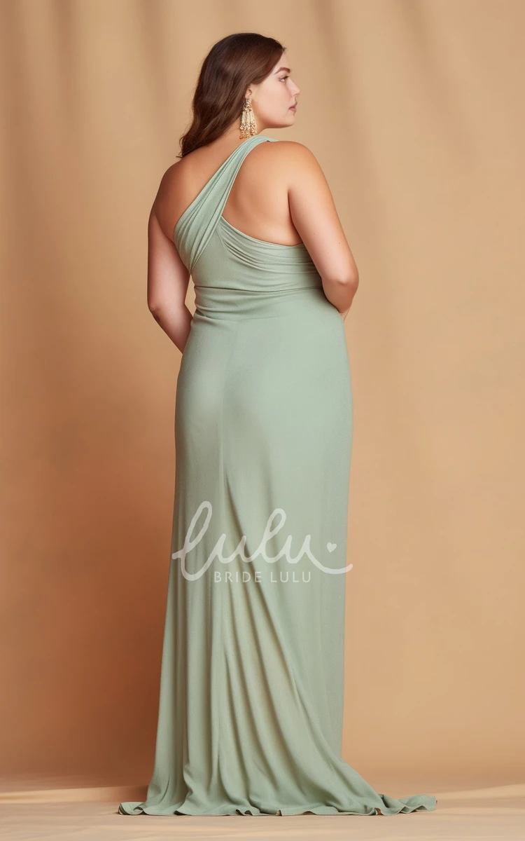 Sheath Jersey Plus Size Maternity Bridesmaid Dress Sleeveless Elegant One-shoulder Floor-length Simple Casual