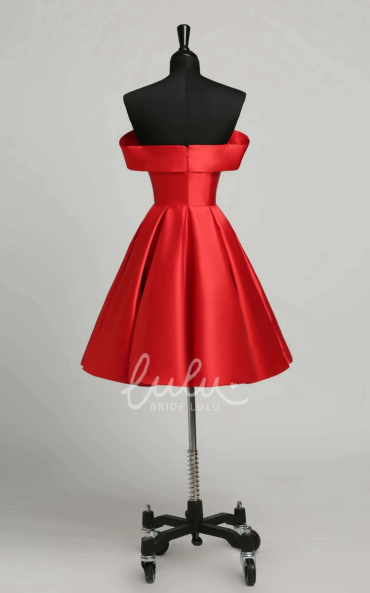 Elegant Satin A-Line Off-the-Shoulder Sleeveless Mini Formal Dress