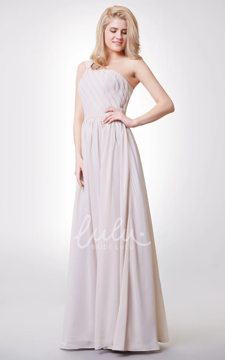 One Shoulder Pleated A-line Chiffon Bridesmaid Dress Elegant & Modern