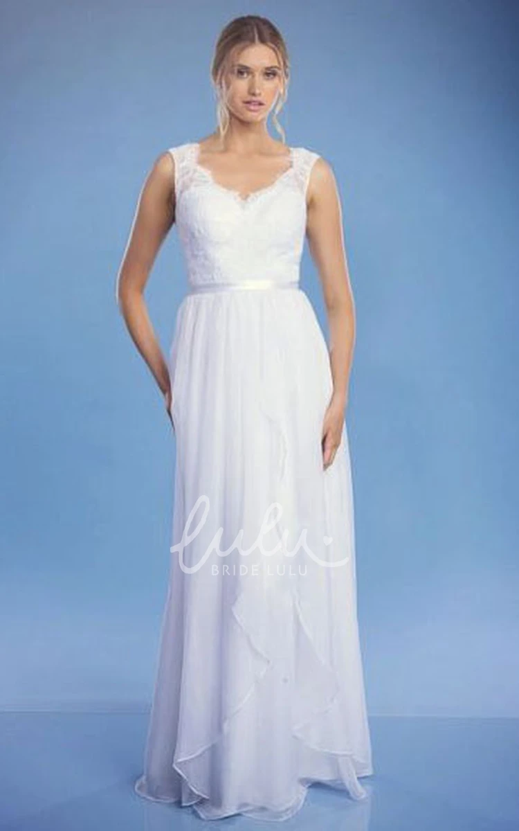 Lace V-Neck Draped Wedding Dress with Low-V Back Elegant Wedding Dress