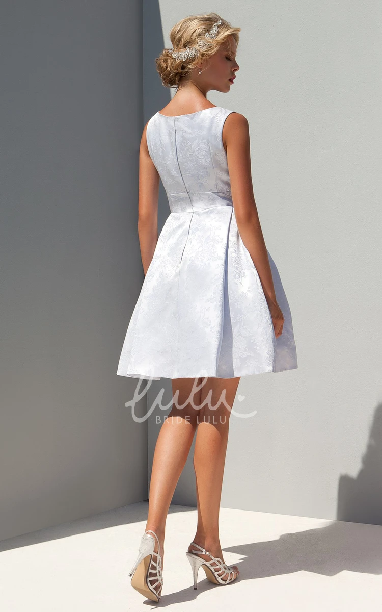 Pleated Satin Sleeveless Scoop Neck A-Line Wedding Dress Simple Bridal Gown