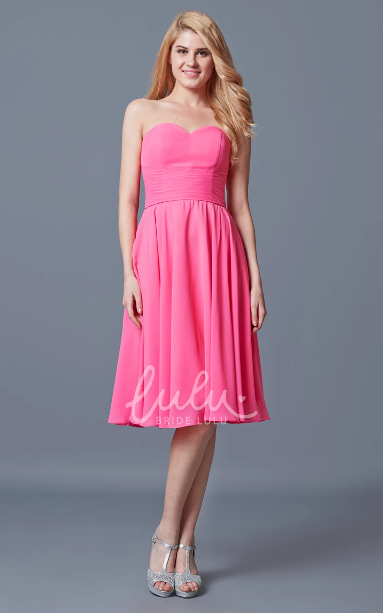 Vibrant Backless Pleated Knee-length Chiffon Bridesmaid Dress