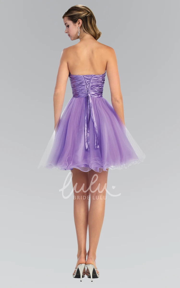 Corset Back Tulle A-Line Dress with Ruffles & Beading