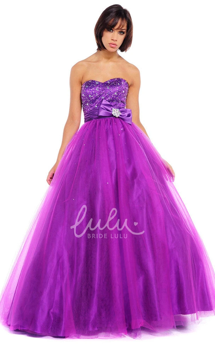 Beaded Sweetheart Tulle Prom Dress Sleeveless Ball Gown Floor-Length