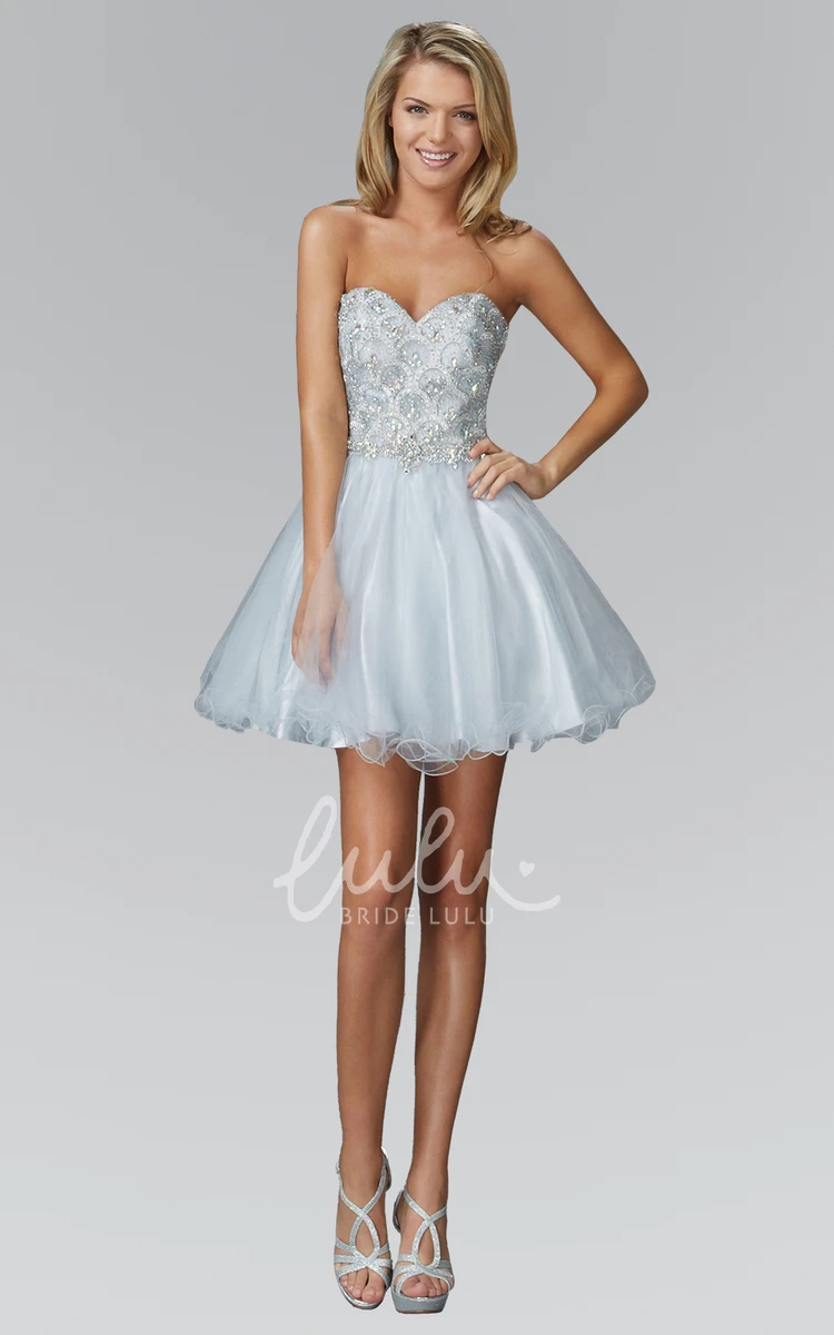 Sweetheart Satin A-Line Short Dress with Beading Formal Dress