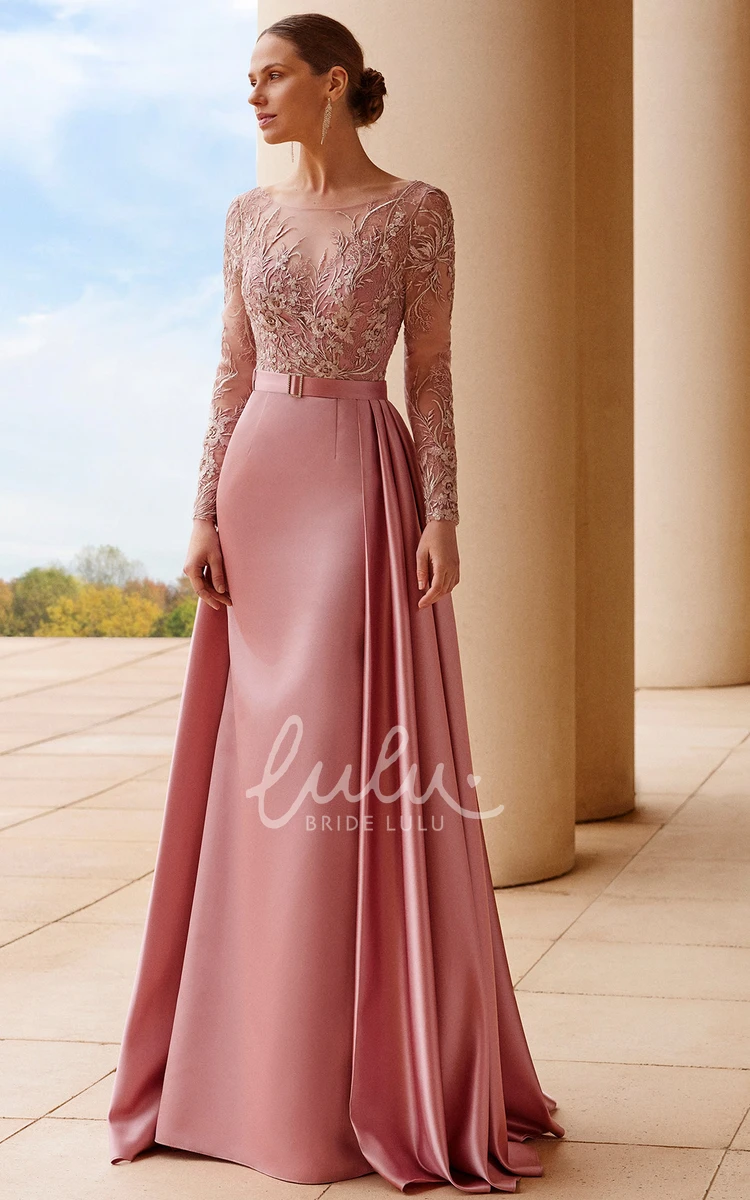 A-Line V-neck Satin Tulle Evening Dress Beautiful Women's Formal Gown