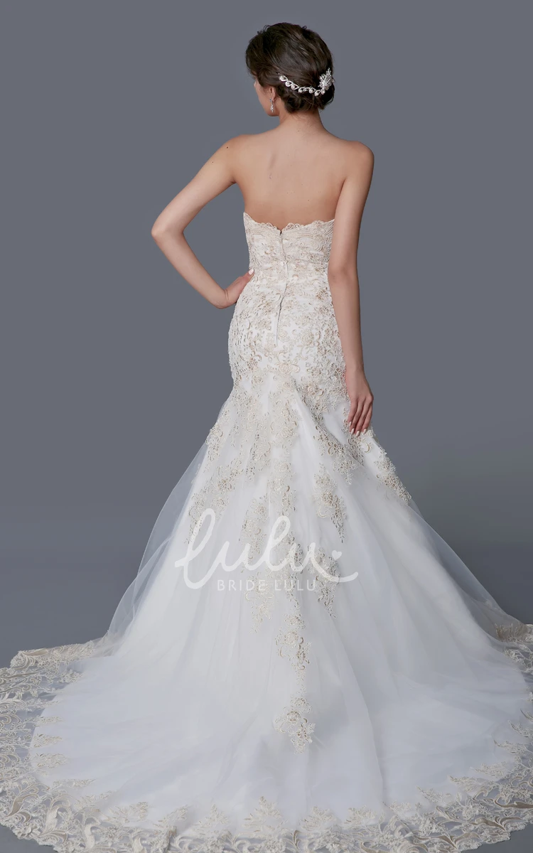 Lace Mermaid Wedding Dress with Appliques Sweetheart & Elegant