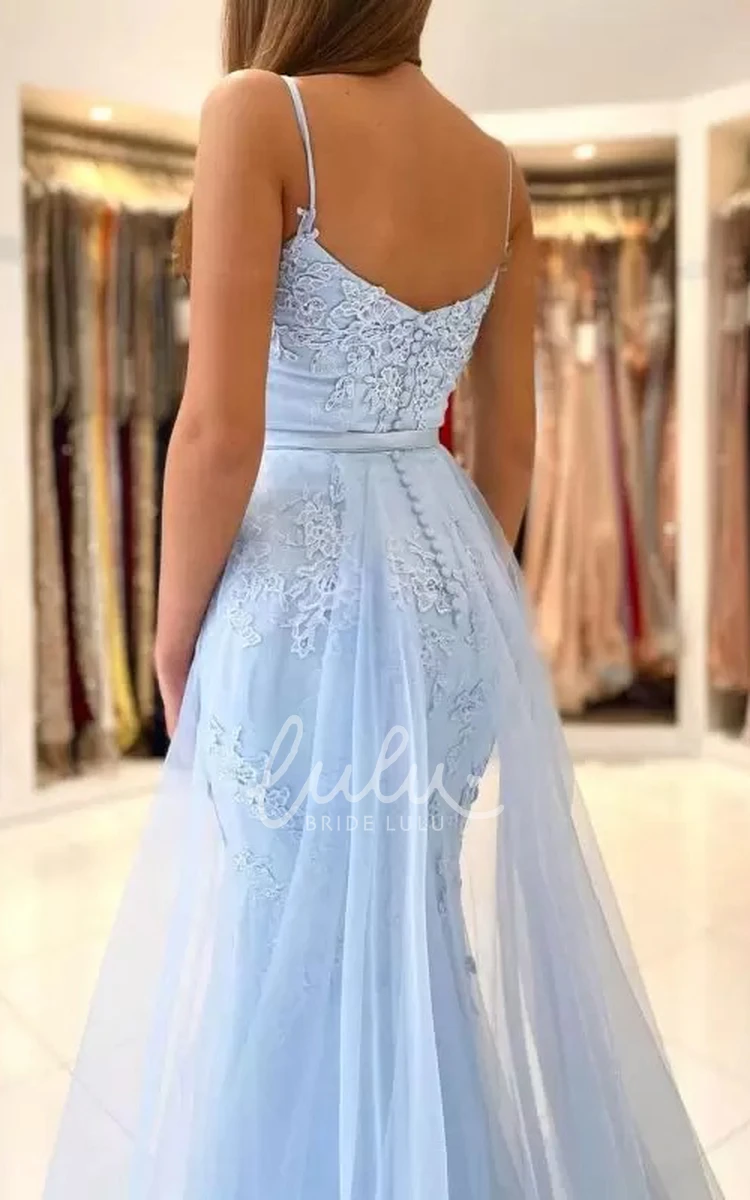 Lace Mermaid Button Formal Dress with Removable Skirt Romantic Bridesmaid Dress