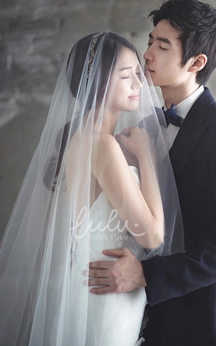 Long Romantic Tulle Wedding Veil Simple Elegant