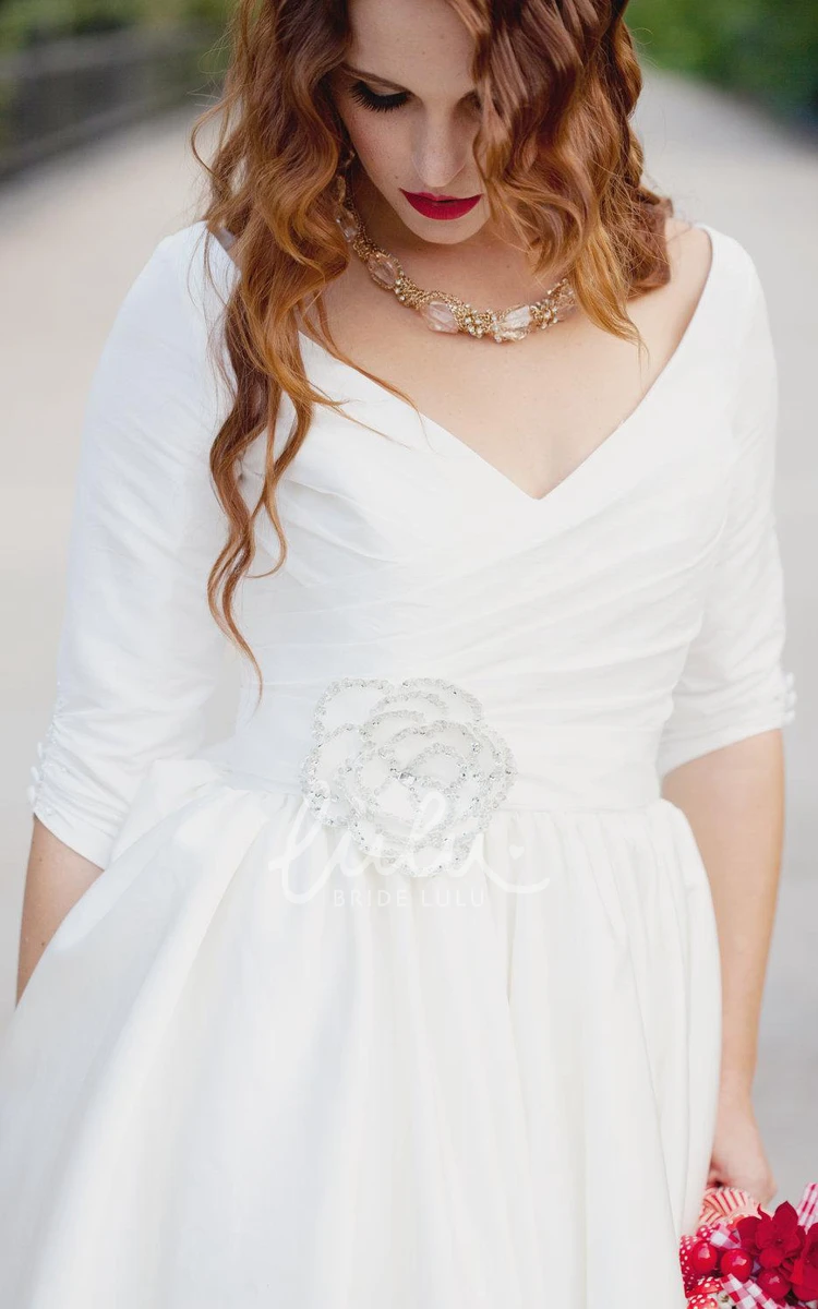 Janie Jones Short Wedding Dress with Sleeves Pockets and Unique Style