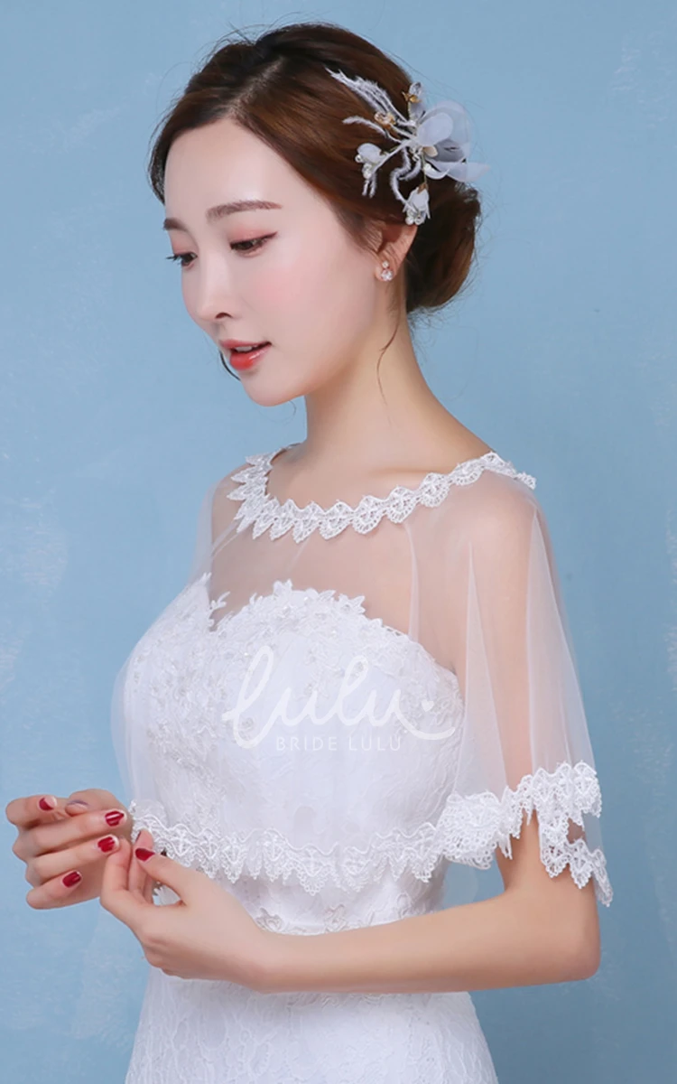 Simple White Lace Cape for Elegant Weddings and Parties