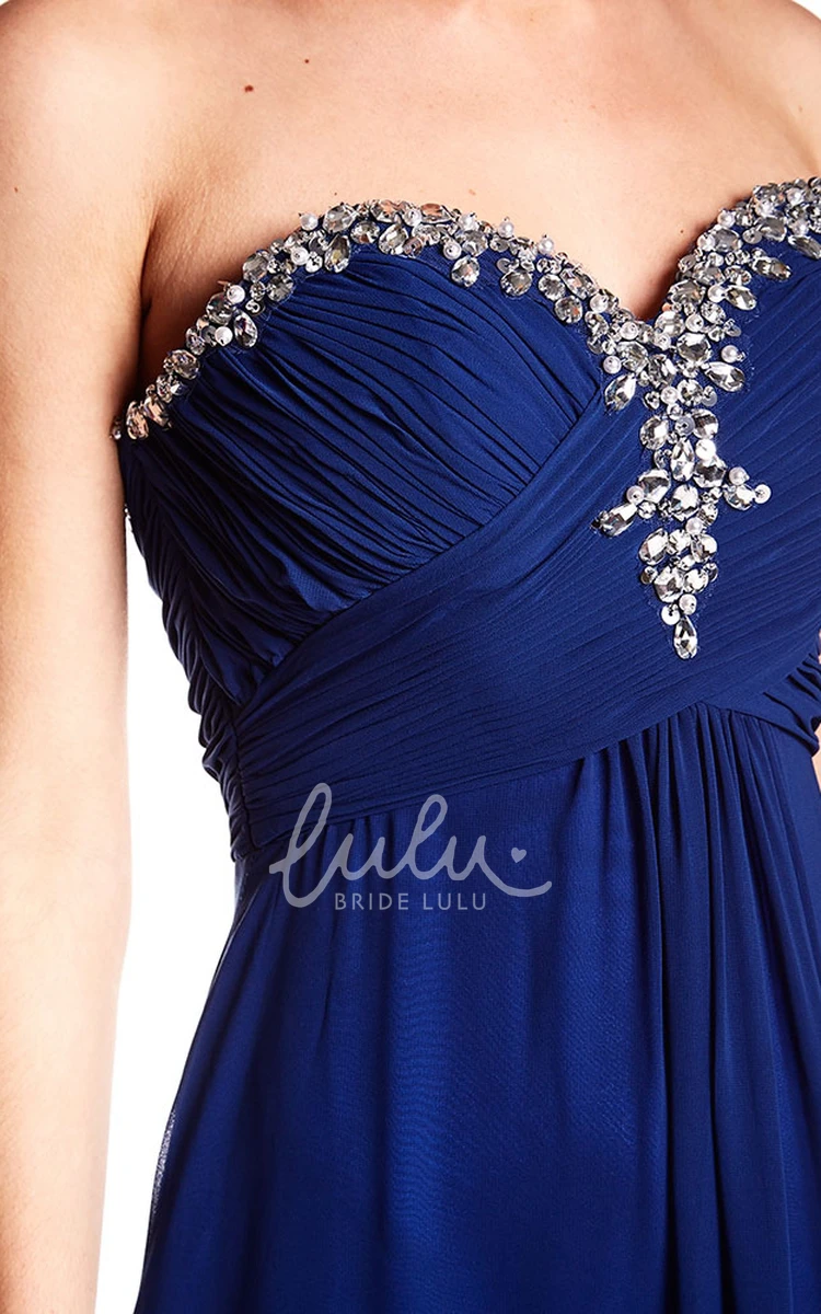 Beaded Sweetheart Chiffon Prom Dress Sleeveless Brush Train Elegant