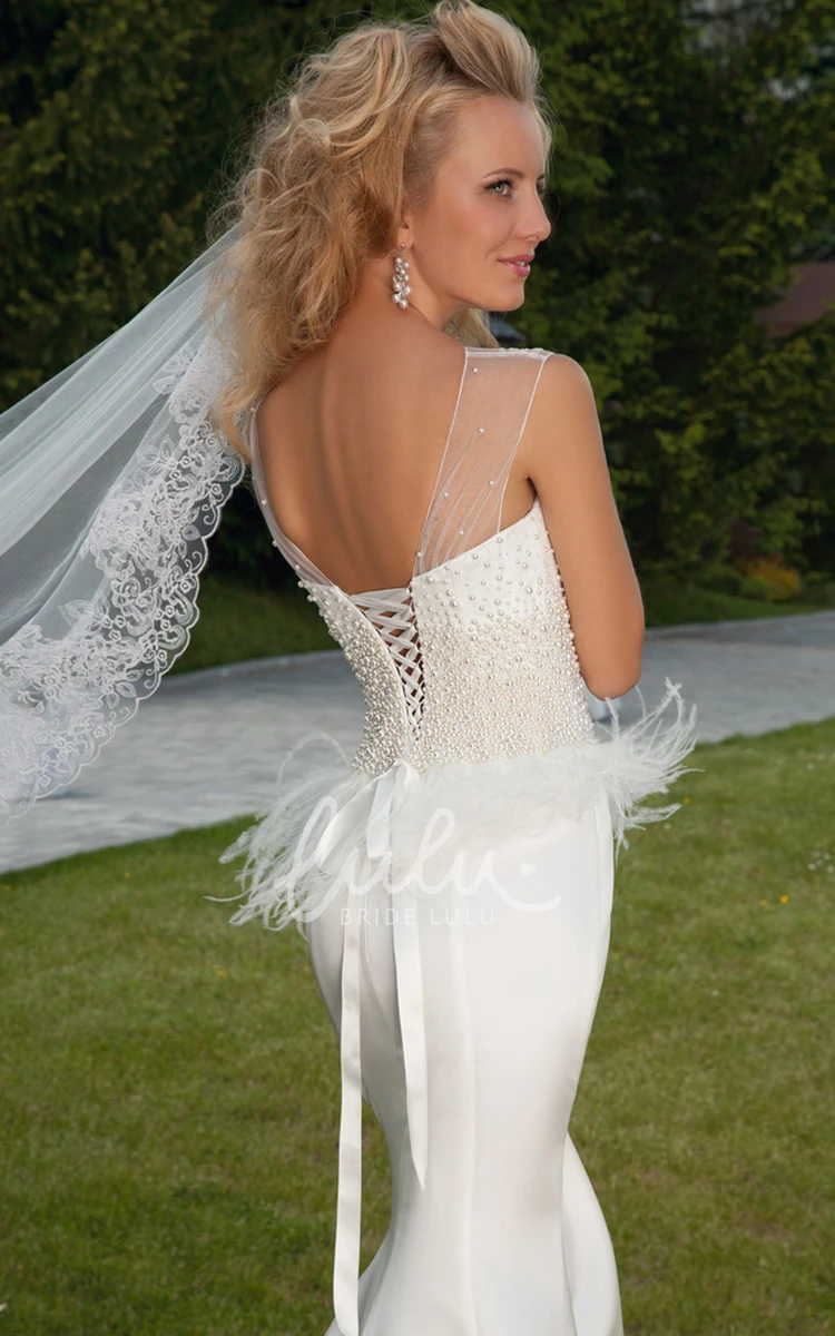 Beaded Jersey Wedding Dress with Lace-Up Jewel Floor-Length