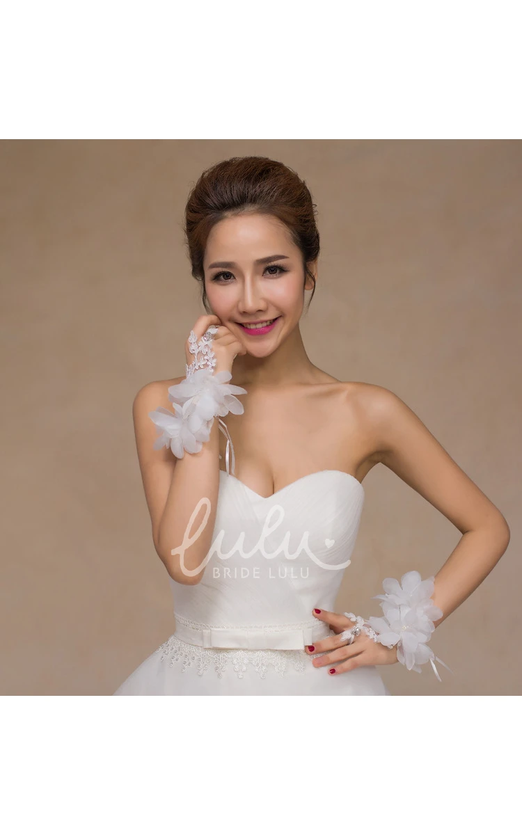 Lace Short Gloves with Hook Wedding Dress Accessory