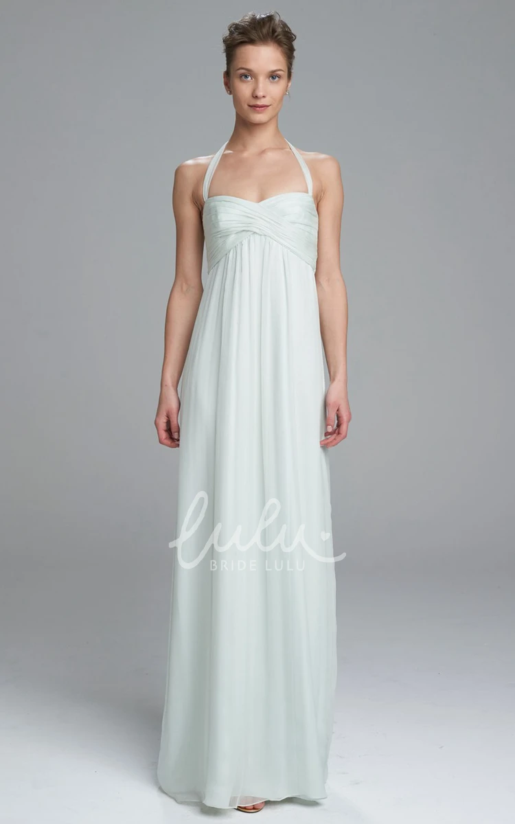 Empire Halter Chiffon Bridesmaid Dress with Ruching Sleeveless