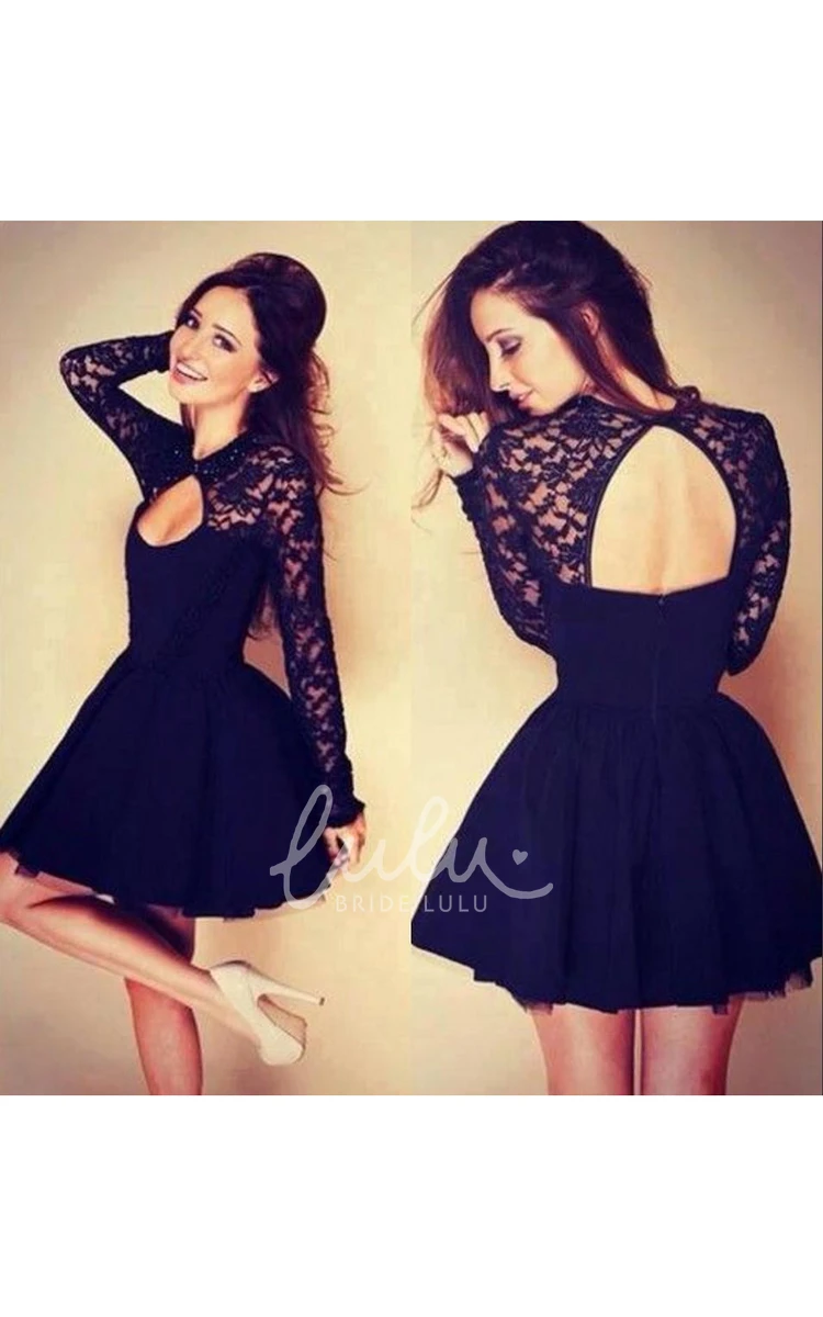 Sexy Halter Lace Sleeve Short Homecoming Dress Modern & Chic